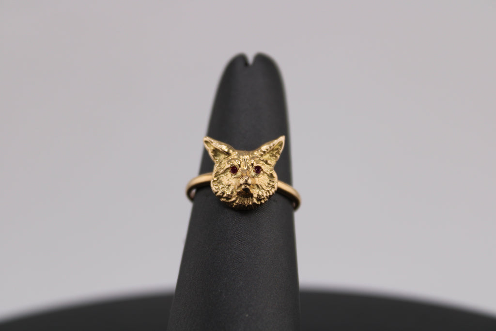 14K Yellow Gold Ruby Fox Ring