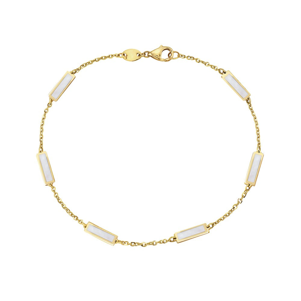 7' 14K Yellow Gold Mother of Pearl Fashion Bracelet.