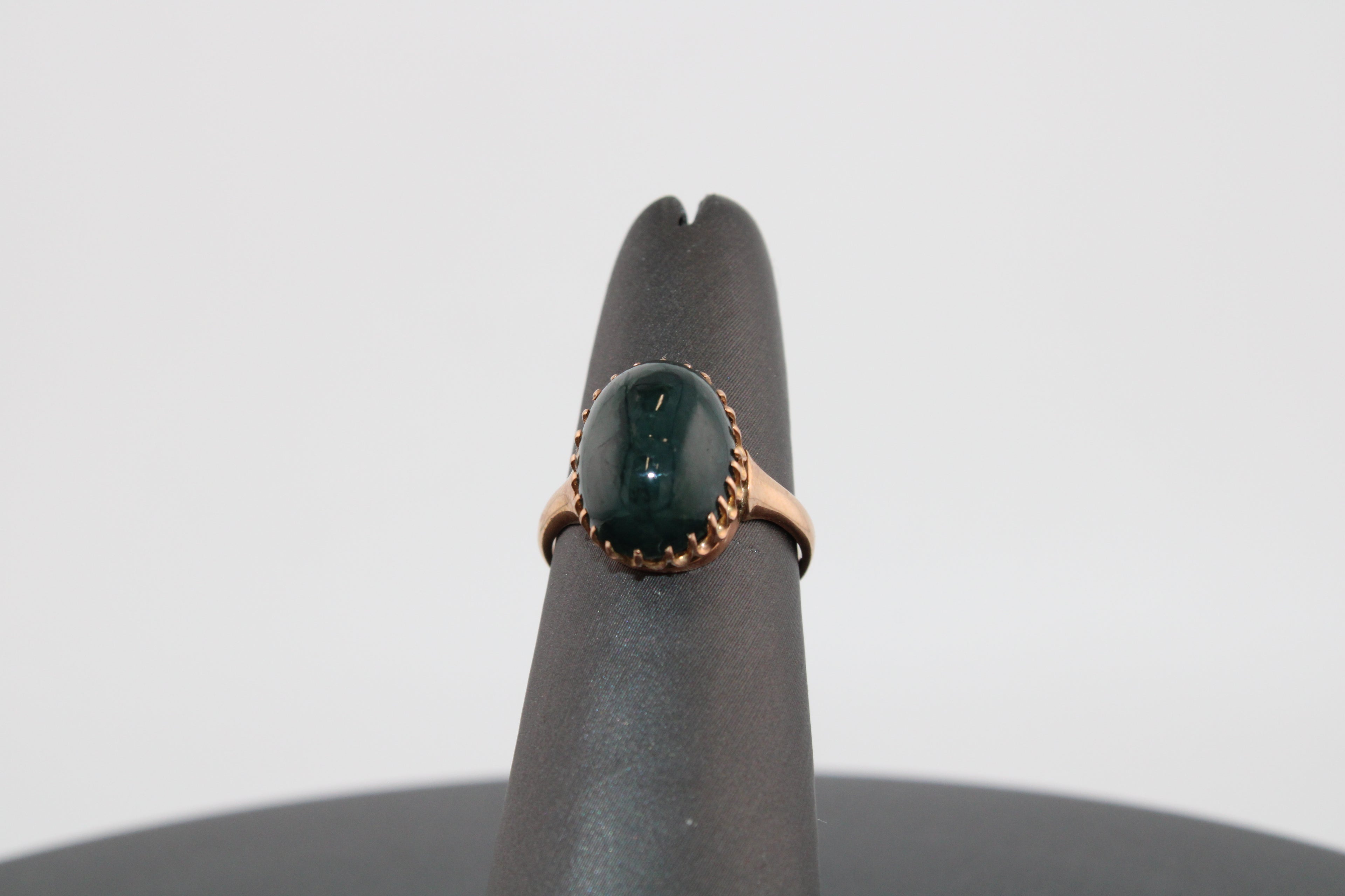 14K Yellow Gold Moss Agate Vintage Fashion Ring