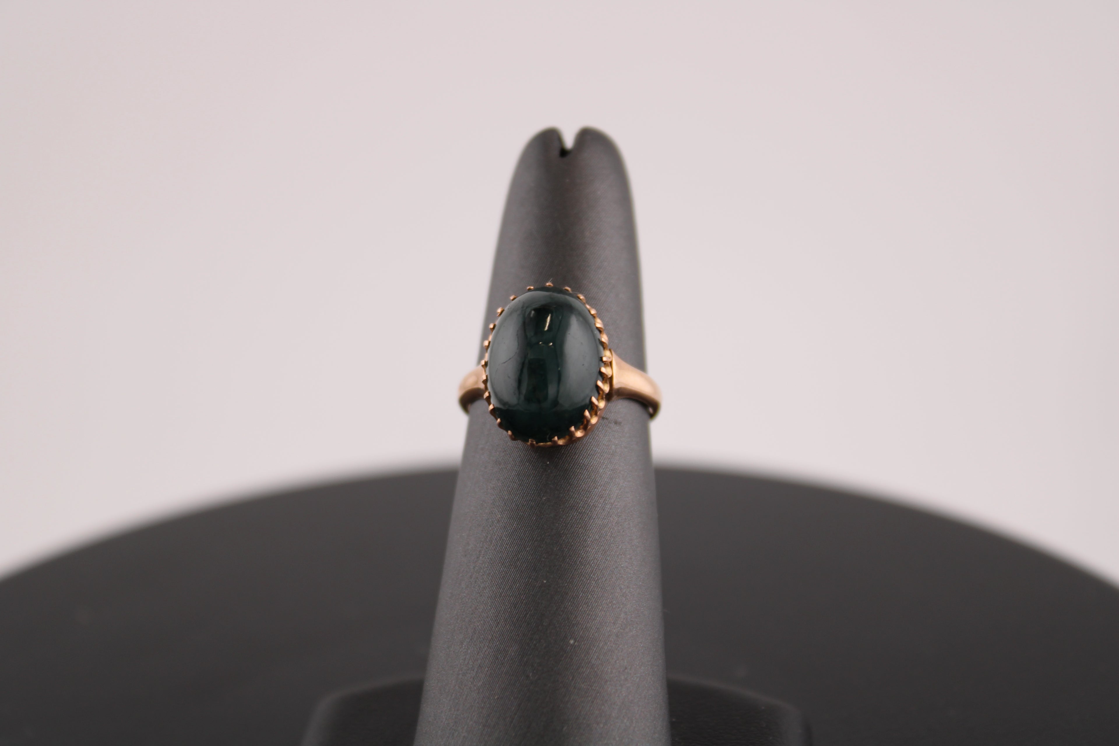 14K Yellow Gold Moss Agate Vintage Fashion Ring