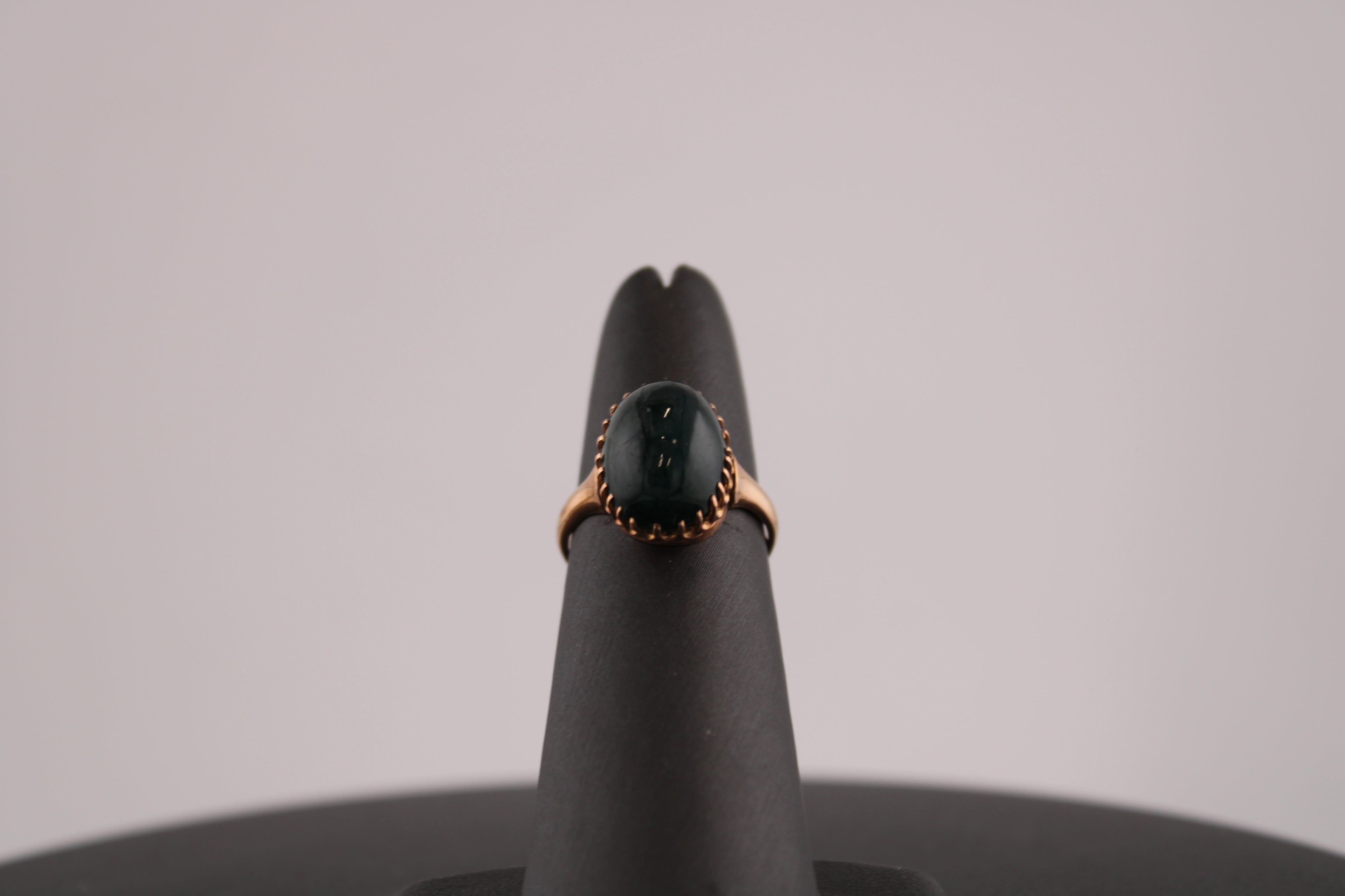 14K Yellow Gold Moss Agate Vintage Fashion Ring