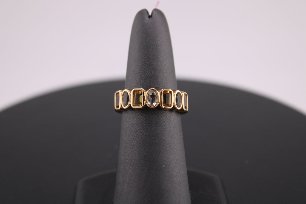 14K Yellow Gold Citrine and White Topaz Fashion Ring