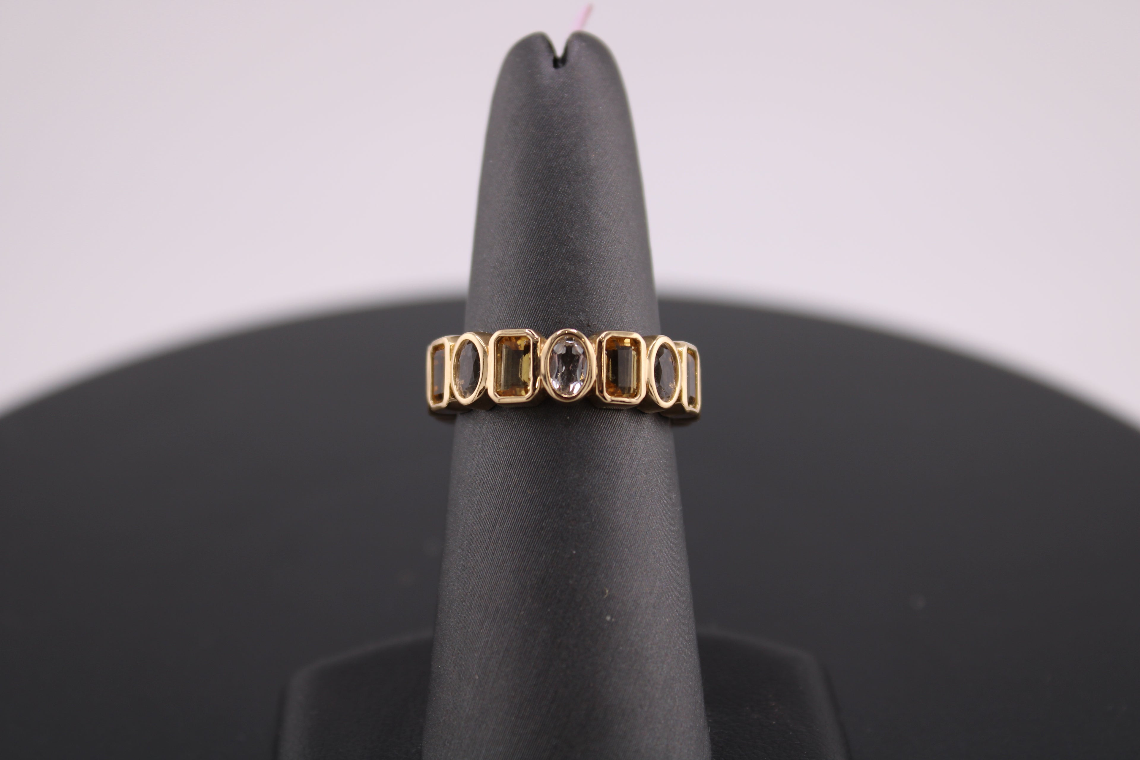14K Yellow Gold Citrine and White Topaz Fashion Ring