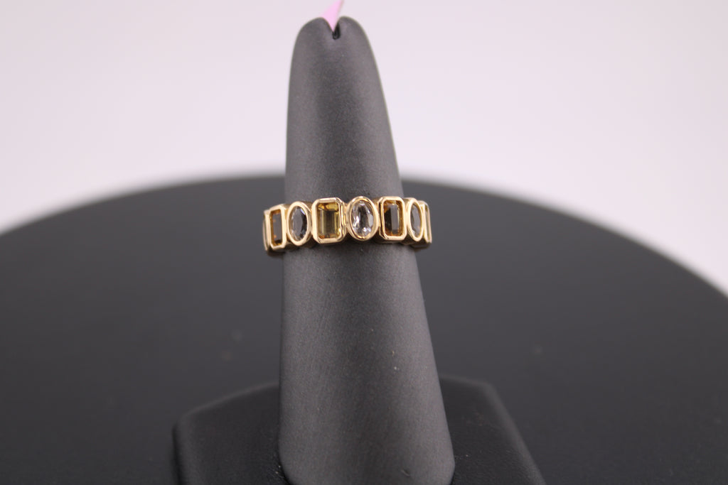 14K Yellow Gold Citrine and White Topaz Fashion Ring