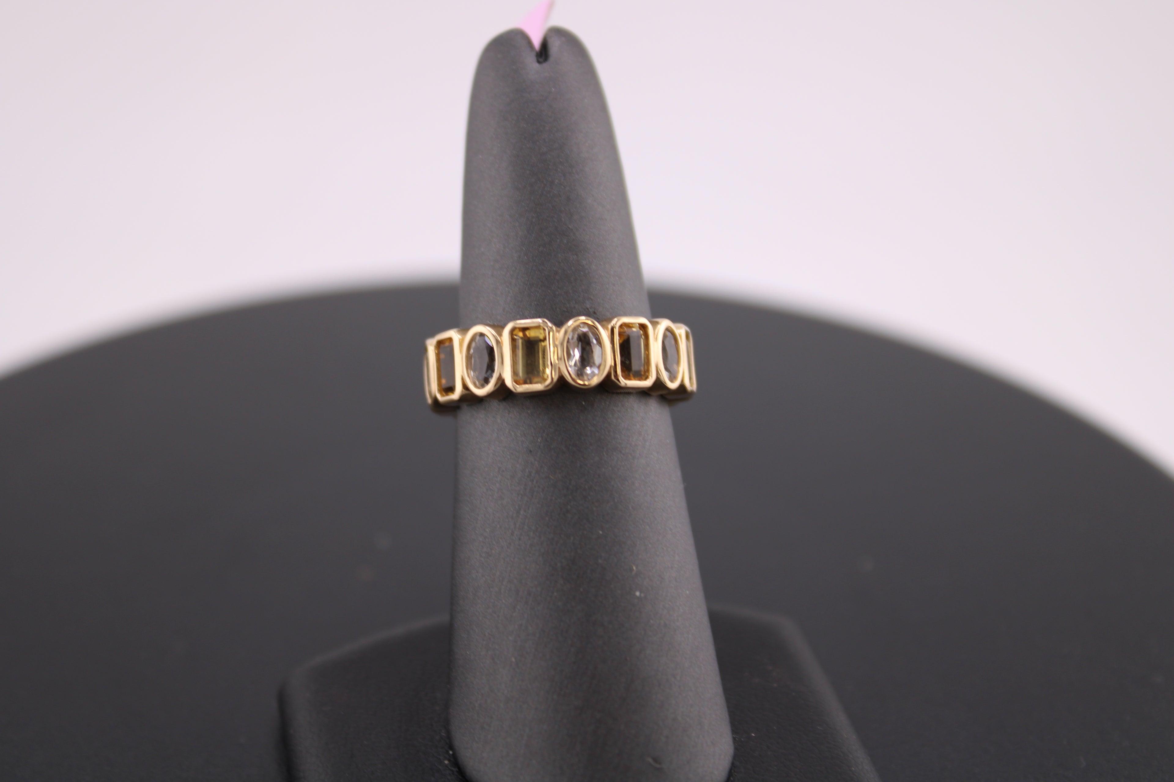 14K Yellow Gold Citrine and White Topaz Fashion Ring