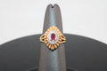 14K Yellow Gold Natural Diamond and Ruby Vintage Style Fashion Ring