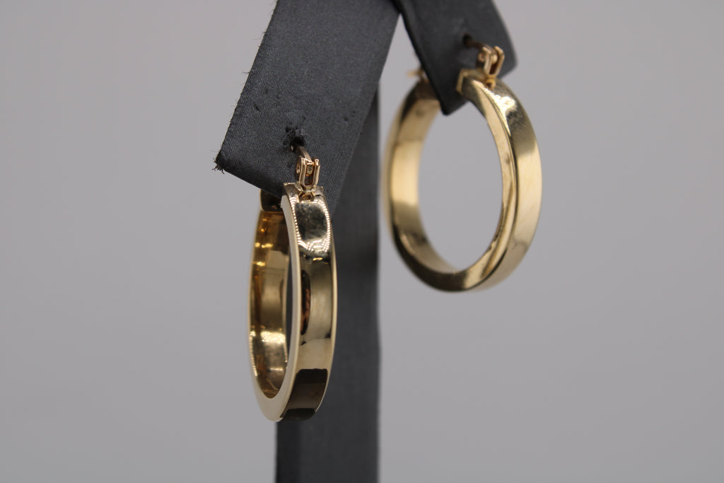 14k Yellow Gold Flat Hoop Earrings