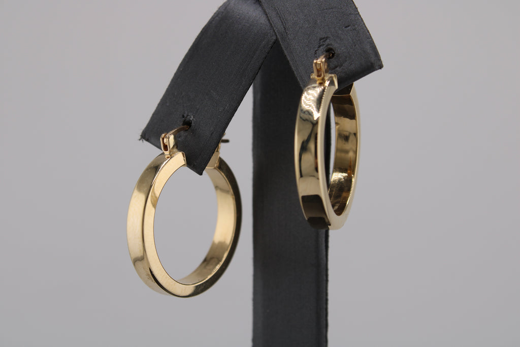 14k Yellow Gold Flat Hoop Earrings