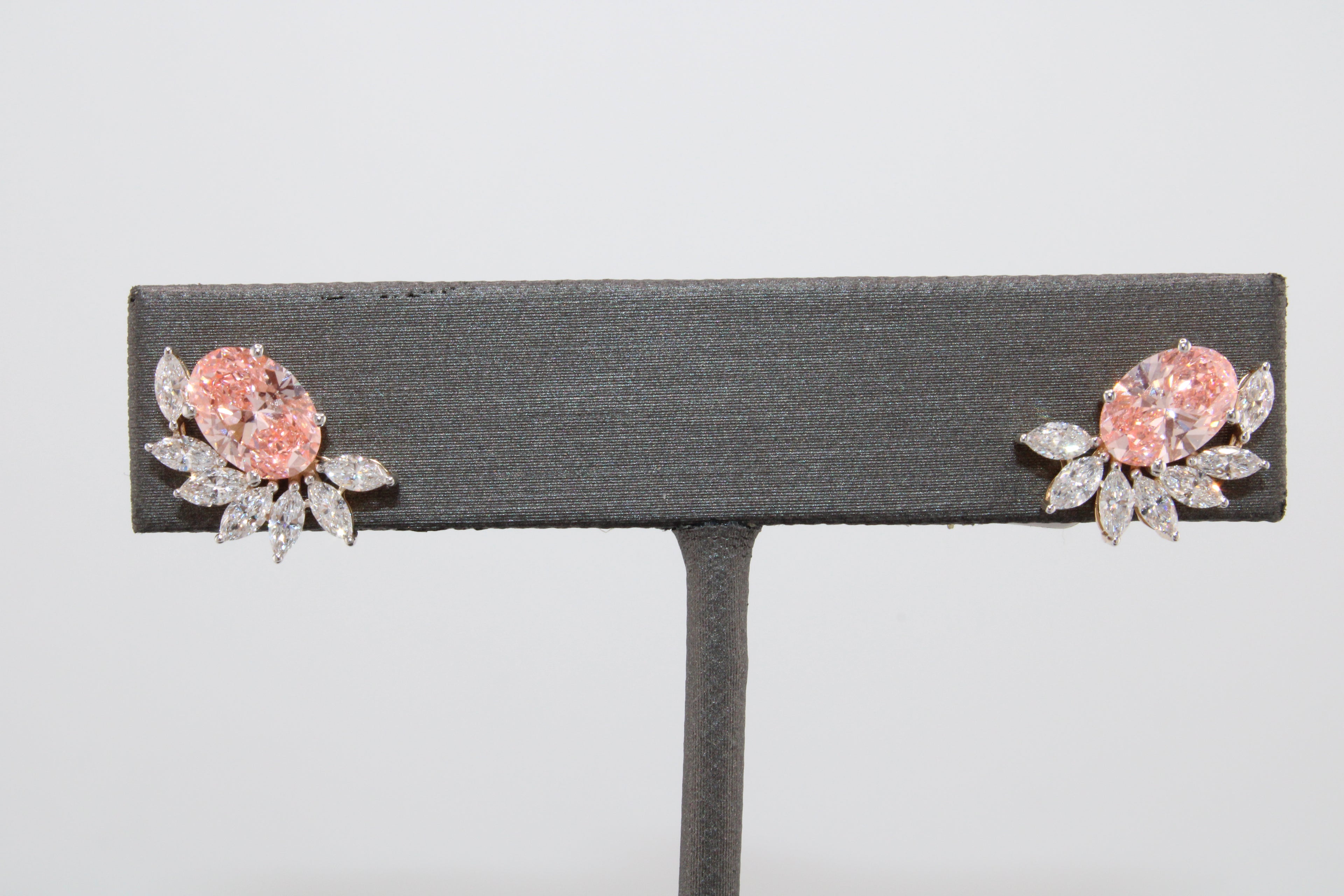 14k Yellow Gold Pink Oval and Marquise Lab Diamonds