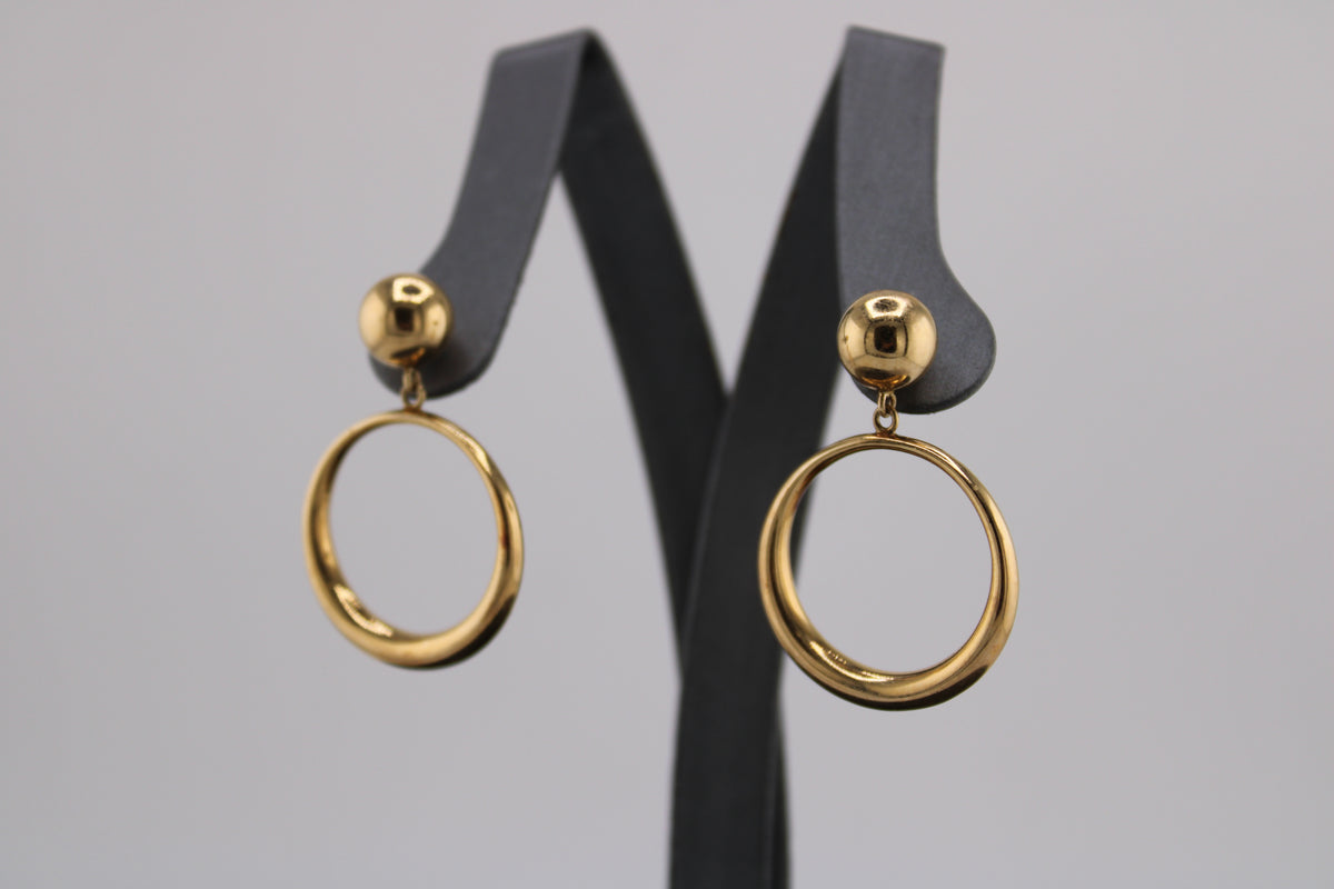 14k Yellow Gold Fashion Dangle Earrings