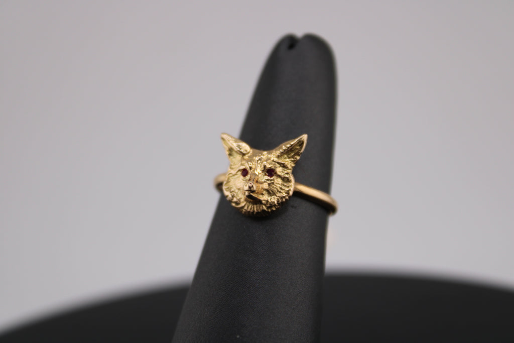 14K Yellow Gold Ruby Fox Ring