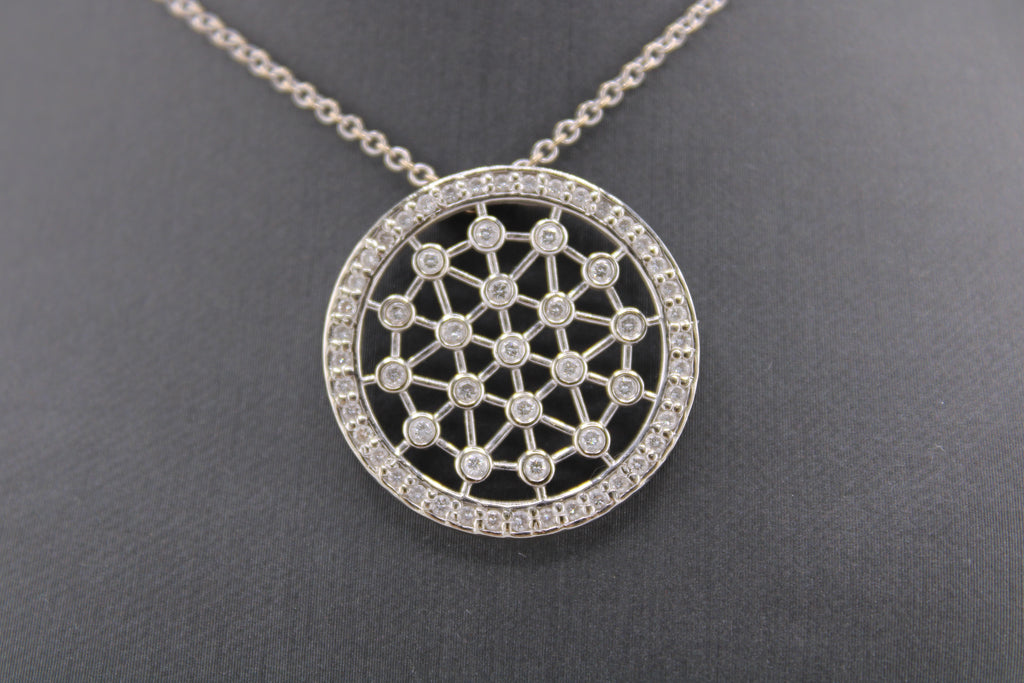 14k White Gold Natural Diamond Pendant Necklace