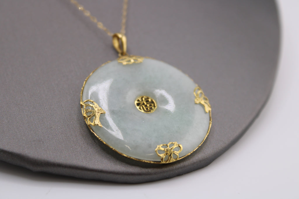 14k Yellow Gold Jade Necklace