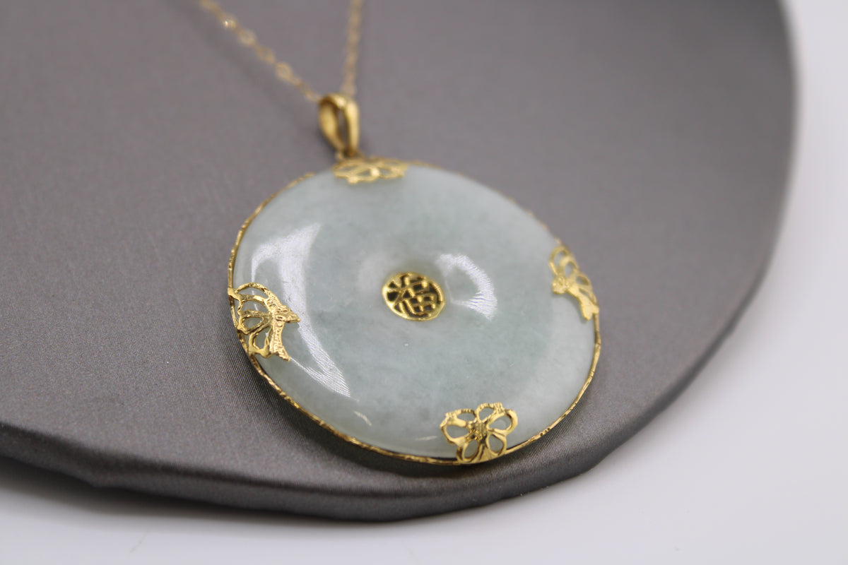 14k Yellow Gold Jade Necklace