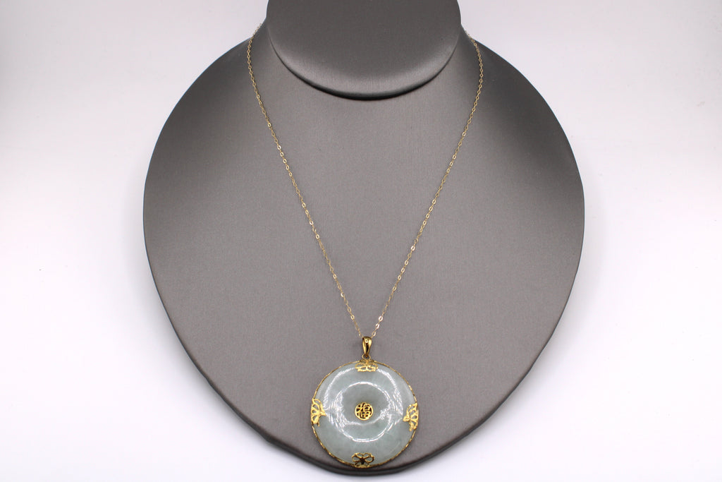 14k Yellow Gold Jade Necklace