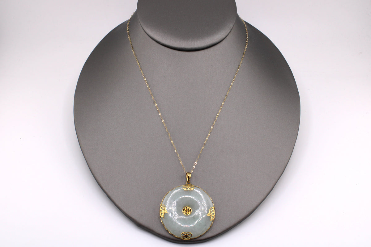 14k Yellow Gold Jade Necklace