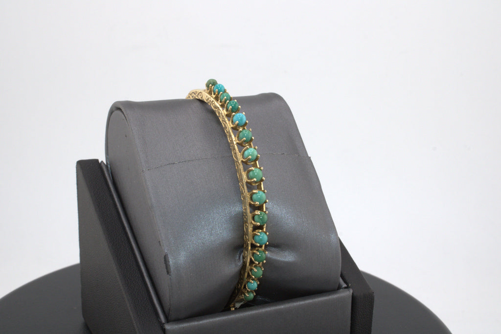 14kt Yellow Gold Turquiose Bangle Bracelet