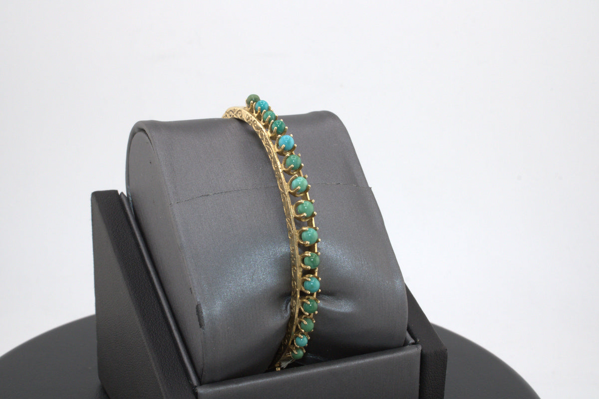 14kt Yellow Gold Turquiose Bangle Bracelet