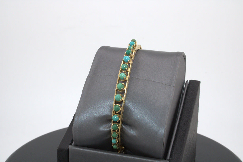 14kt Yellow Gold Turquiose Bangle Bracelet