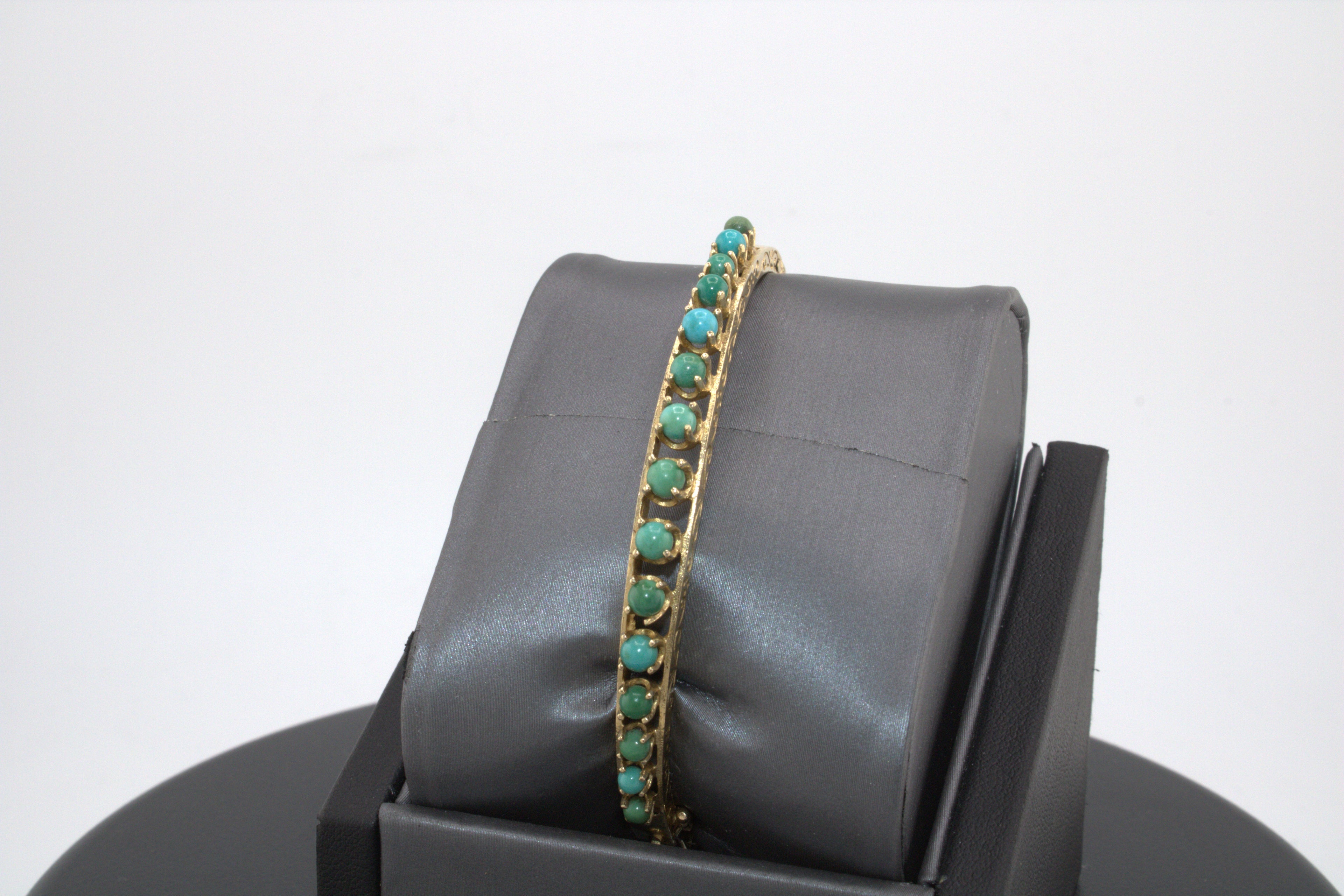 14kt Yellow Gold Turquiose Bangle Bracelet