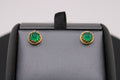 14k Yellow Gold Green Cabochon Earrings
