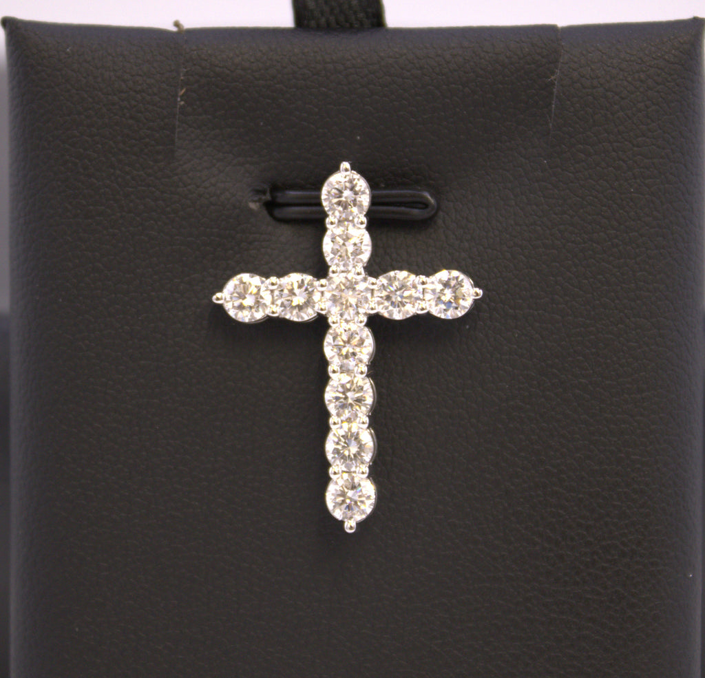 14k White Gold Lab Diamond Cross.