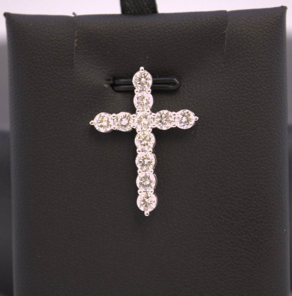 14k White Gold Lab Diamond Cross.