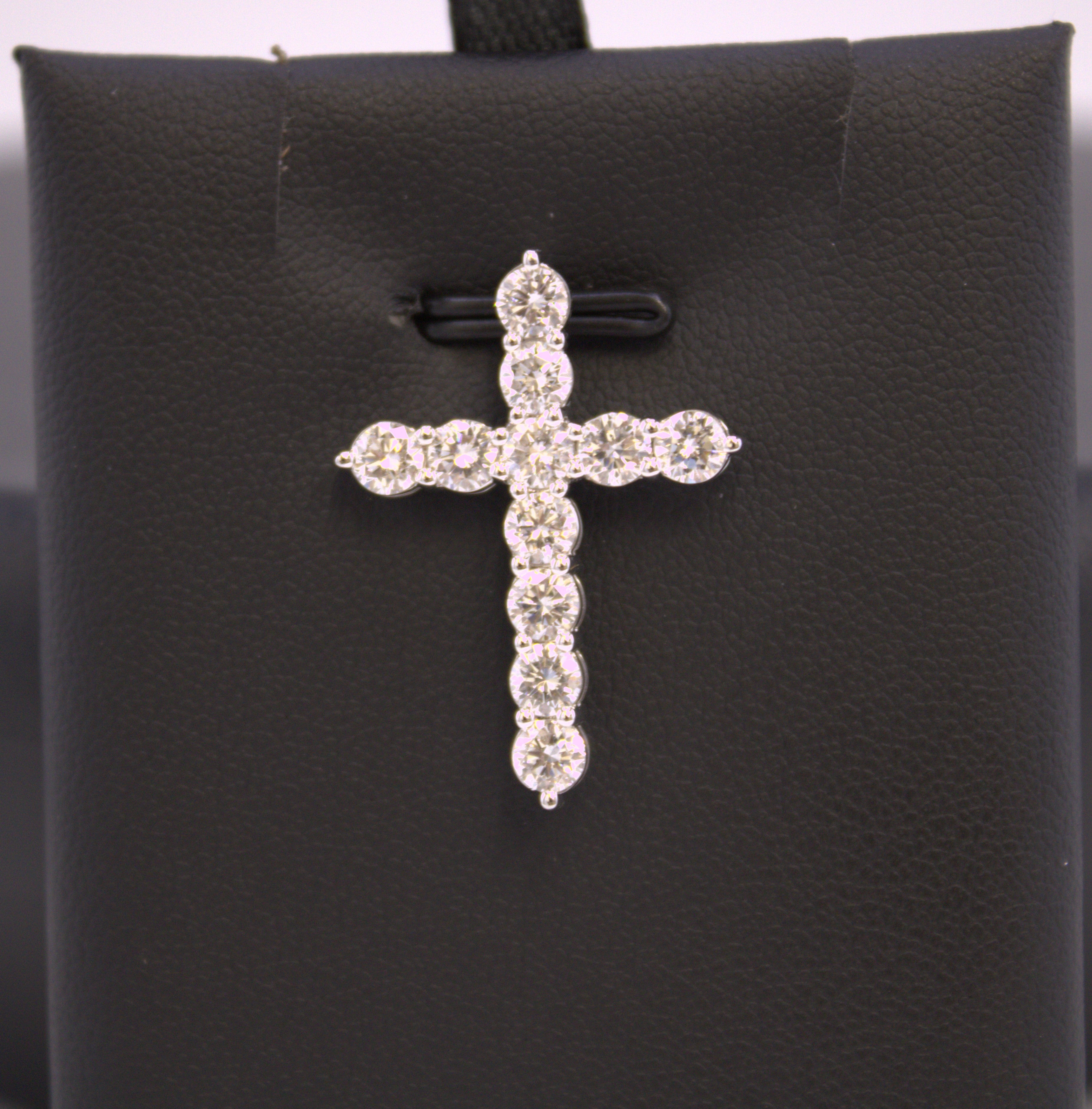 14k White Gold Lab Diamond Cross.