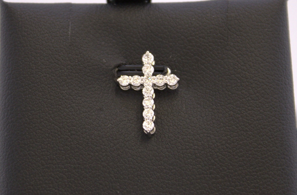 14k White Gold Lab Diamond Cross Pendant