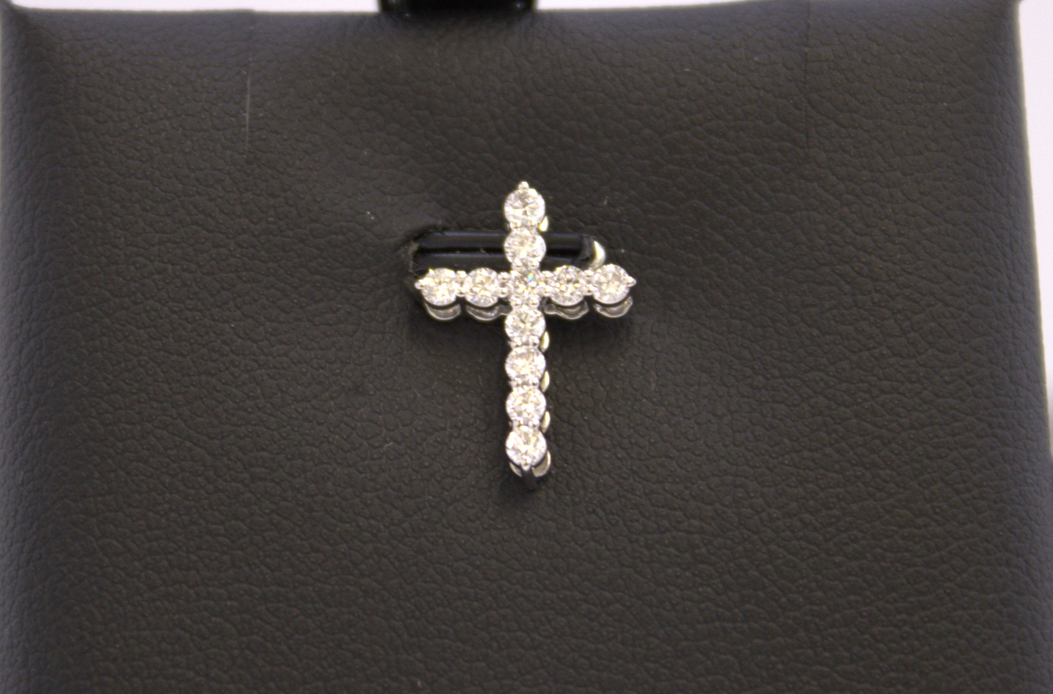 14k White Gold Lab Diamond Cross Pendant