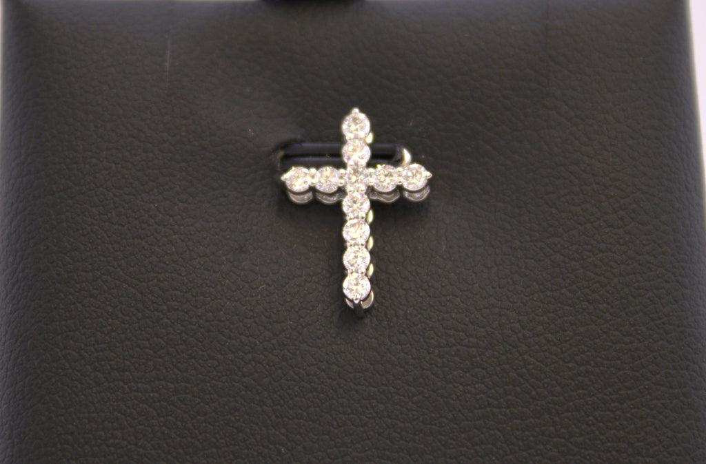 14k White Gold Lab Diamond Cross Pendant