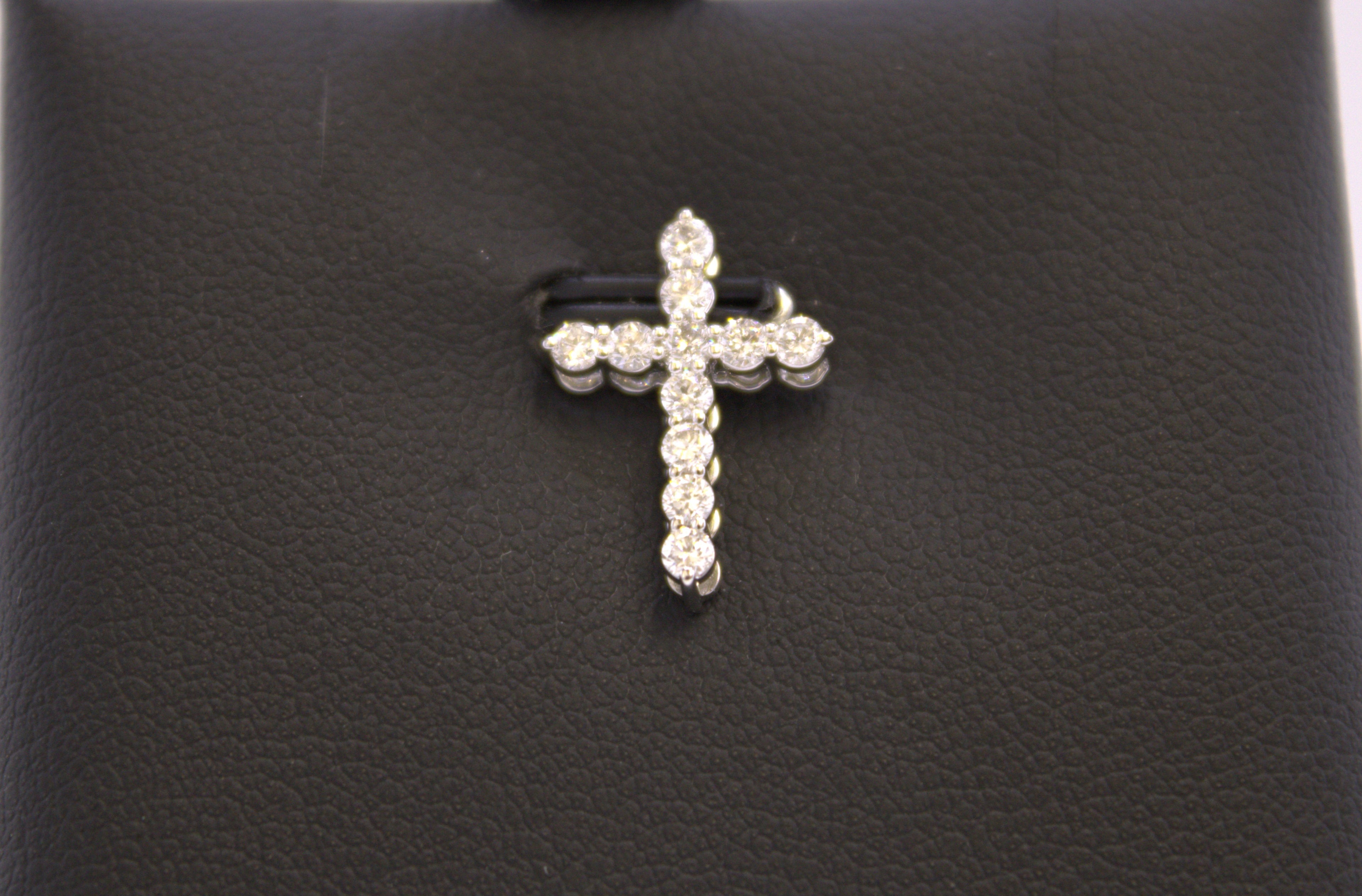 14k White Gold Lab Diamond Cross Pendant