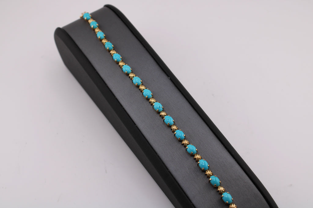14kt Yellow Gold Turquoise Fashion Bracelet