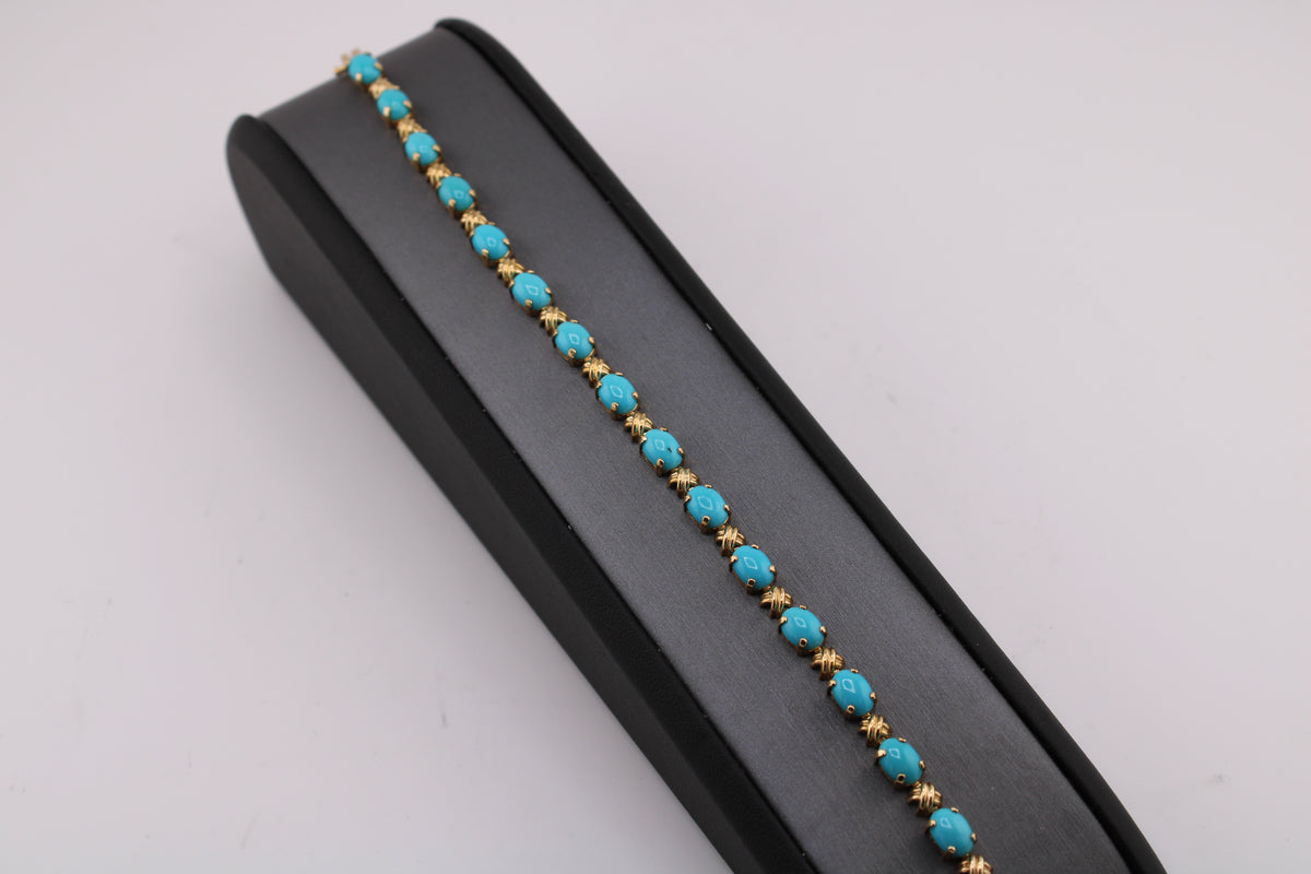 14kt Yellow Gold Turquoise Fashion Bracelet