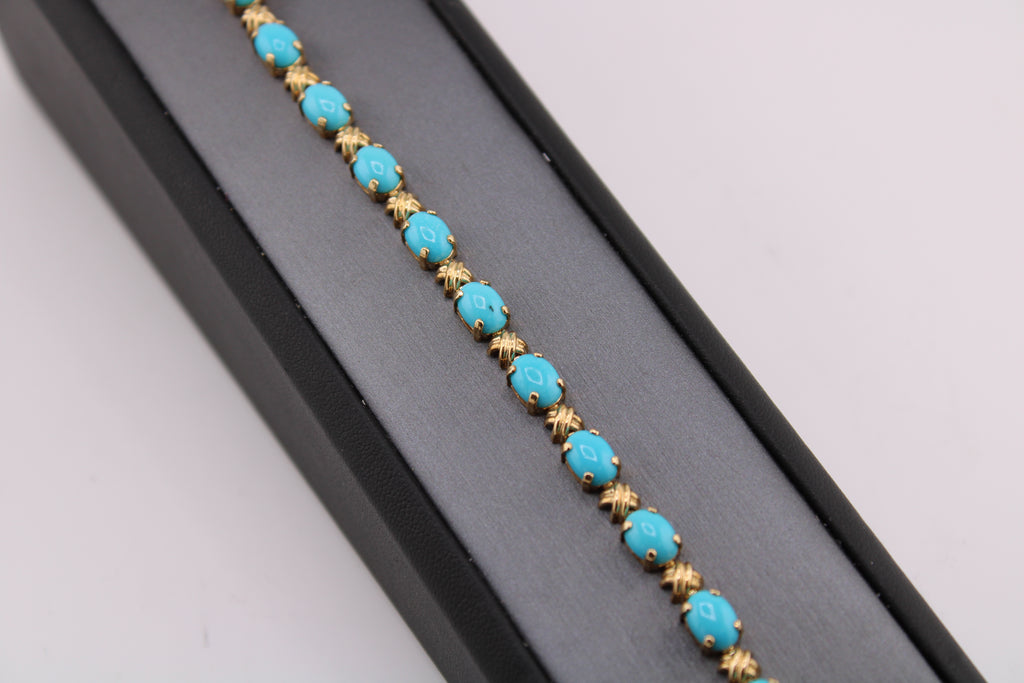 14kt Yellow Gold Turquoise Fashion Bracelet
