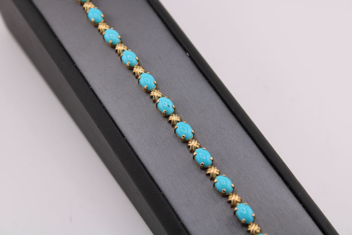 14kt Yellow Gold Turquoise Fashion Bracelet