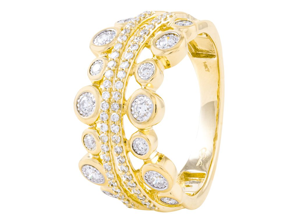 14K Yellow Gold Natural Diamond Luxury Ring