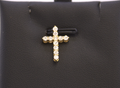14k Yellow gold and diamond cross pendant.