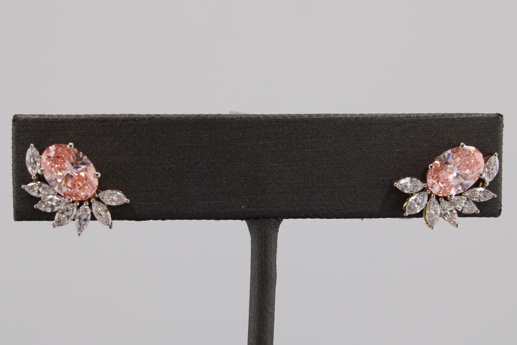 14k Yellow Gold Pink Oval and Marquise Lab Diamonds