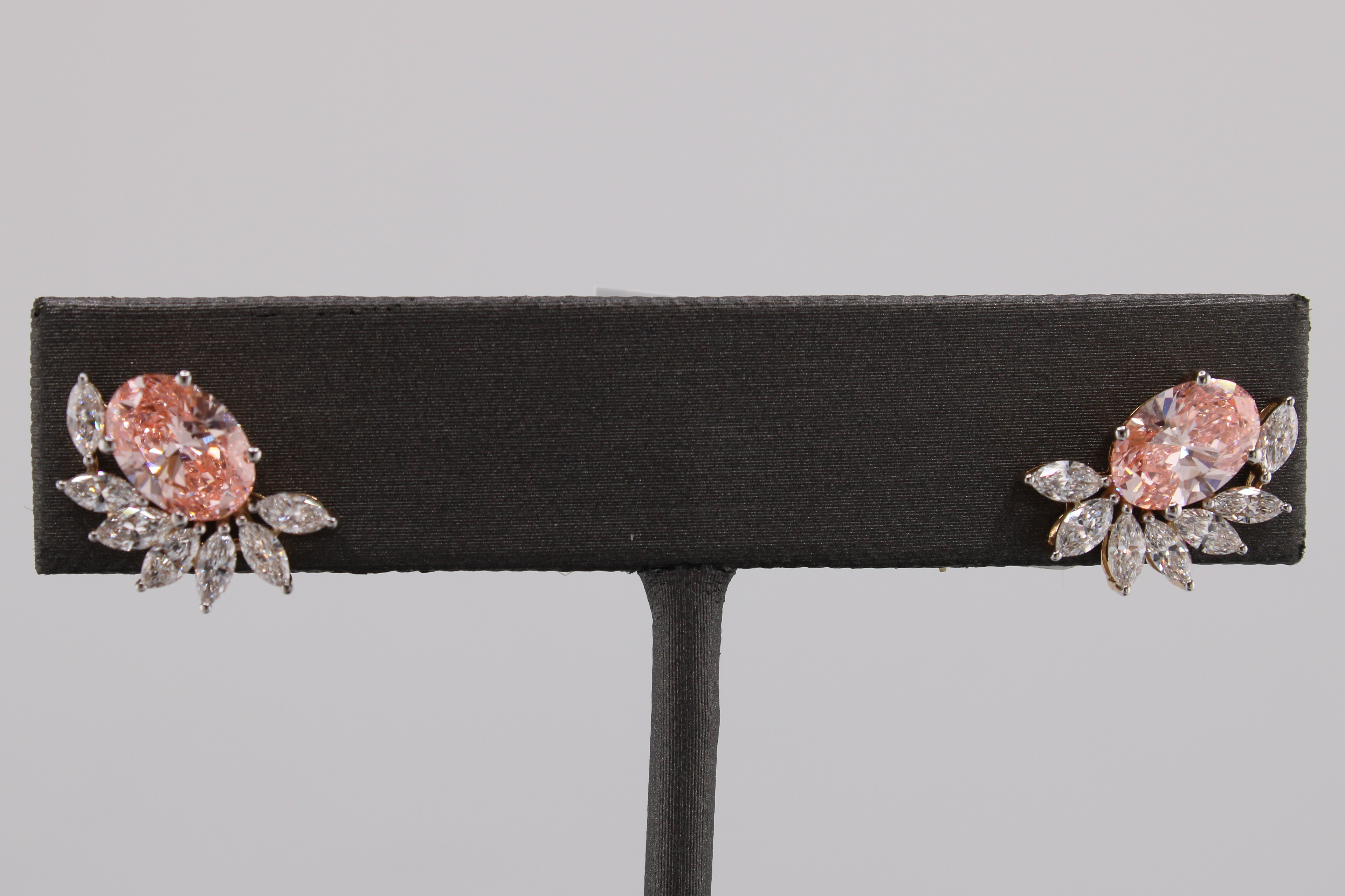 14k Yellow Gold Pink Oval and Marquise Lab Diamonds