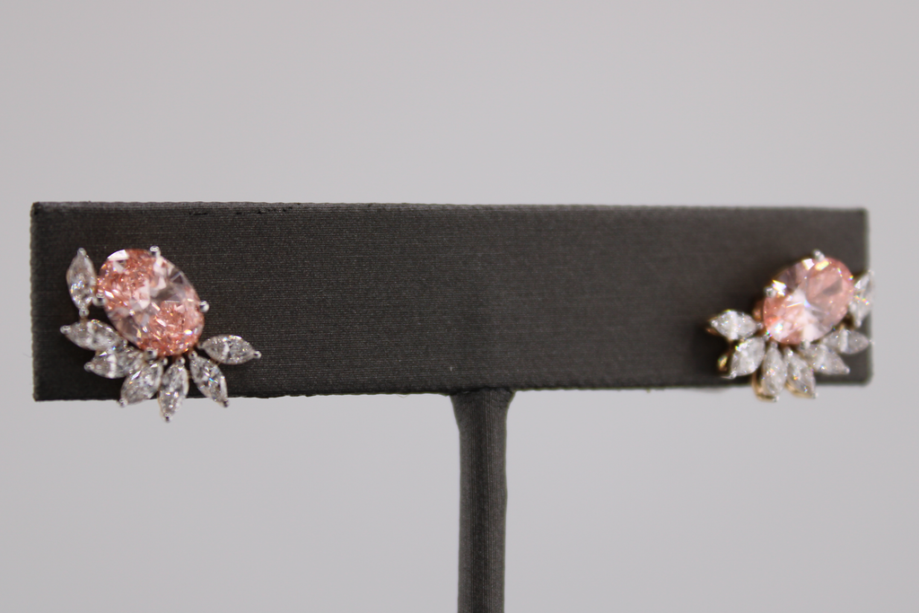 14k Yellow Gold Pink Oval and Marquise Lab Diamonds