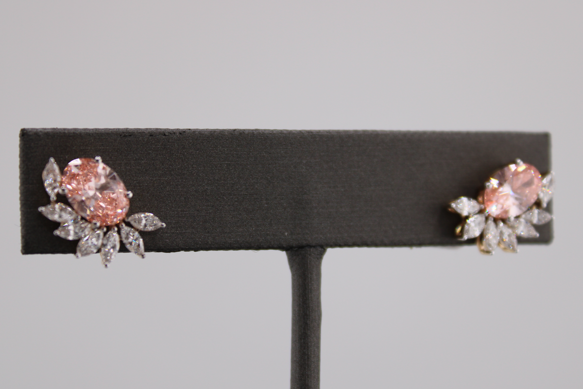 14k Yellow Gold Pink Oval and Marquise Lab Diamonds