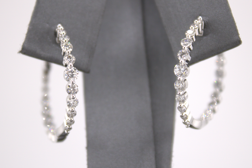 14k White Gold Lab Diamond Hoop Earrings