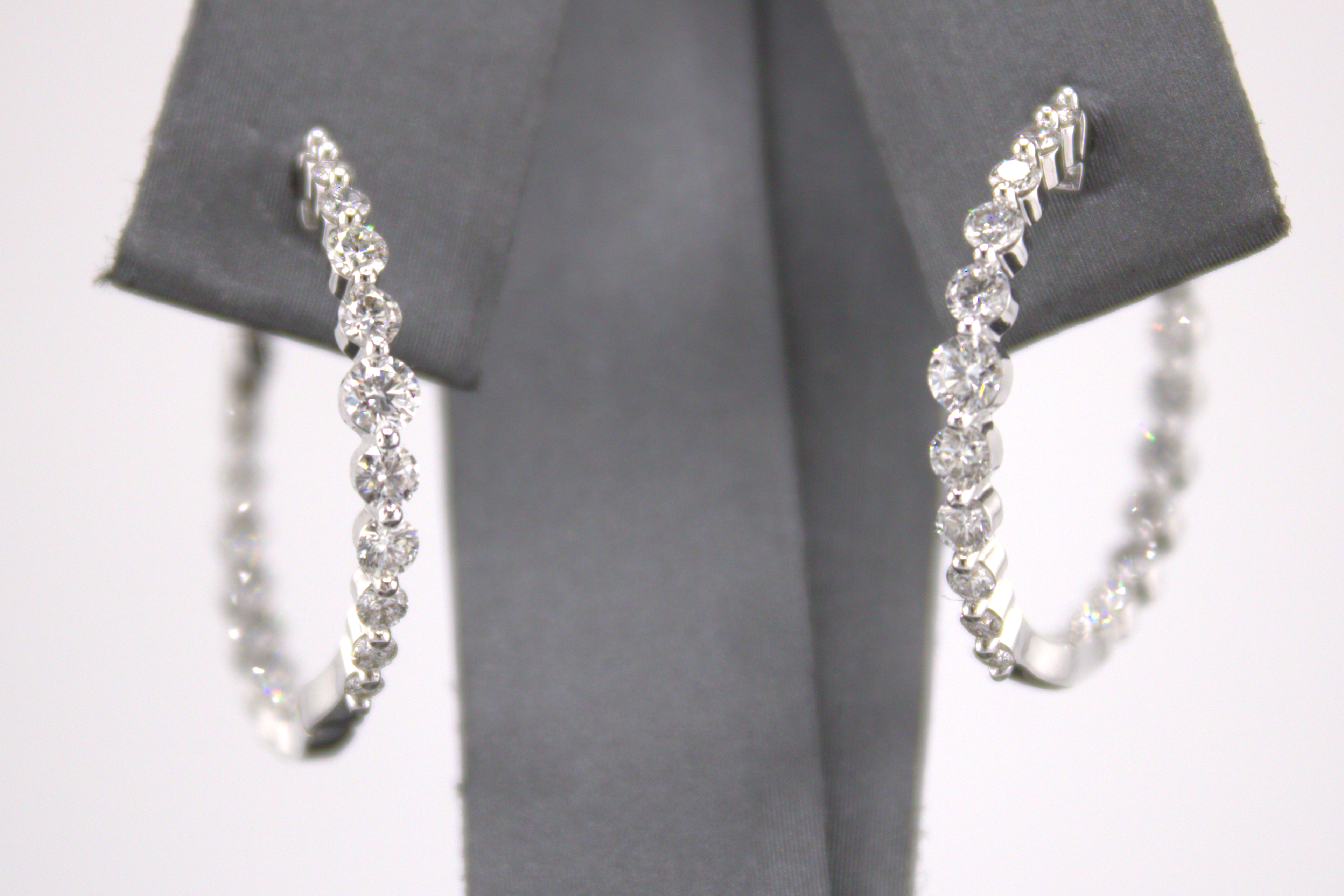 14k White Gold Lab Diamond Hoop Earrings