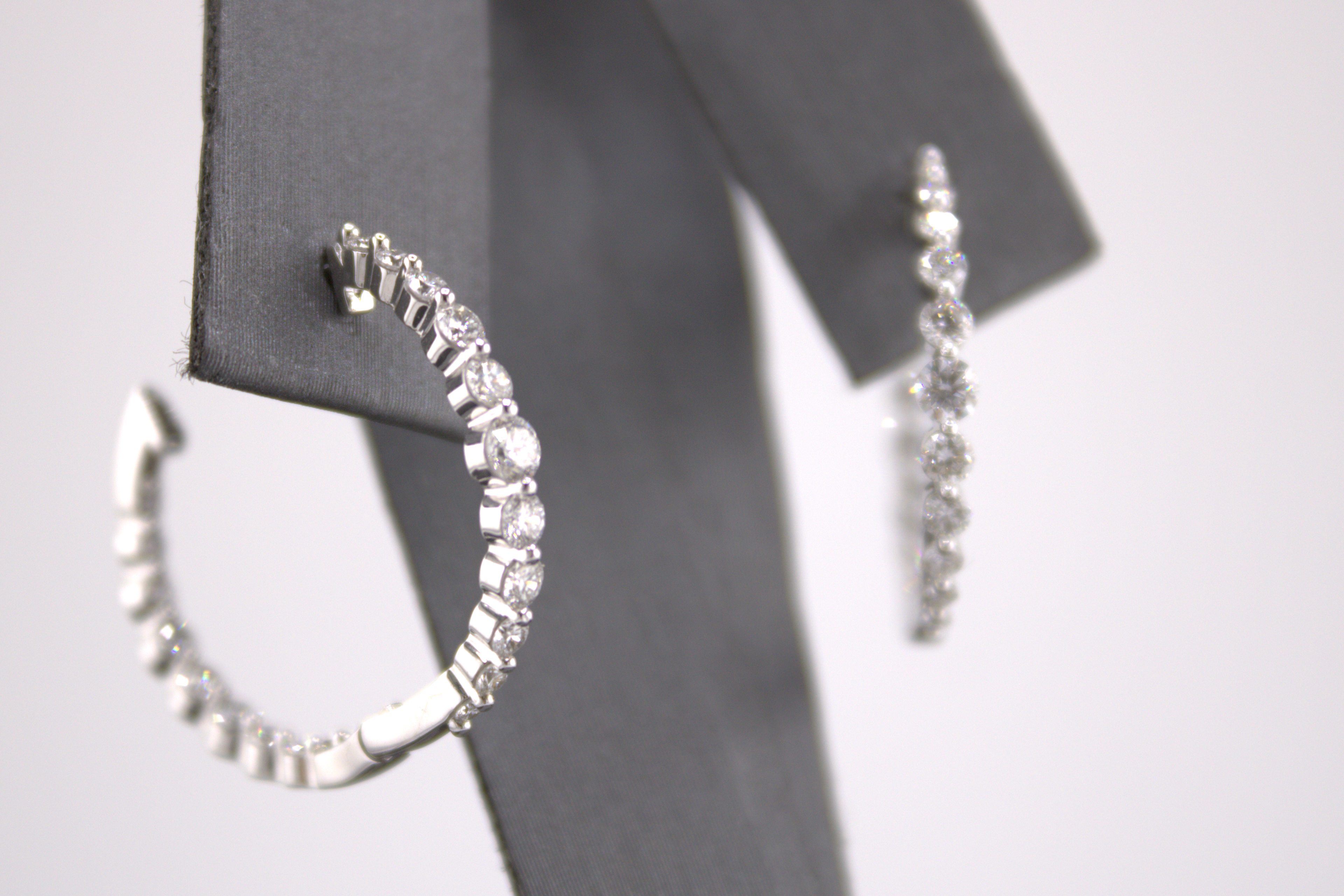 14k White Gold Lab Diamond Hoop Earrings