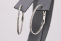 14k White Gold Natural Diamond Hoop Earrings