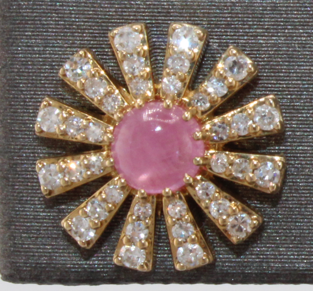 10k Yellow Gold Pink Sapphire and Natural Diamond Earrings