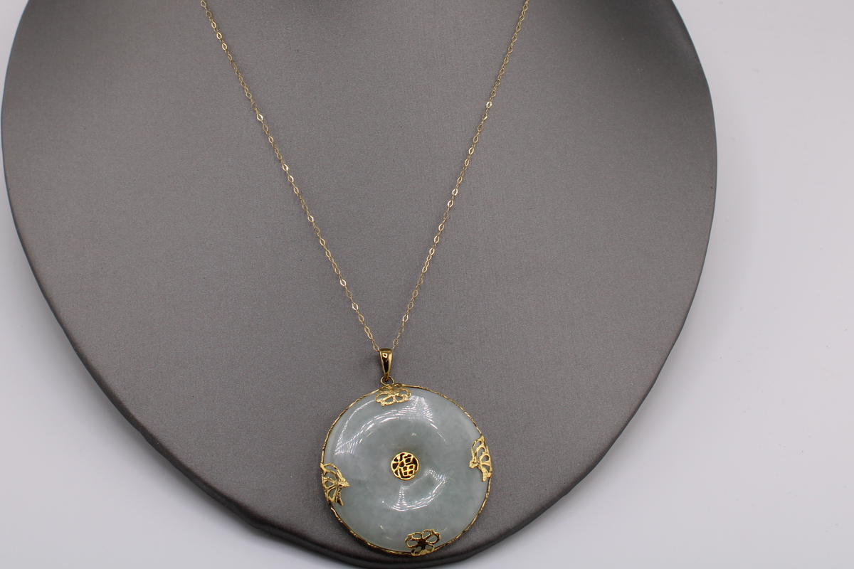 14k Yellow Gold Jade Necklace