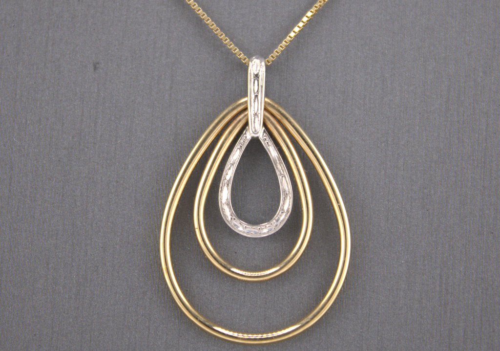 14k White and Yellow Gold Two Tone Fashion Necklace