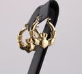 14k Yellow Gold Claddagh Hoop Earrings